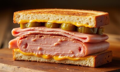 Delicious ham and cheese sandwich