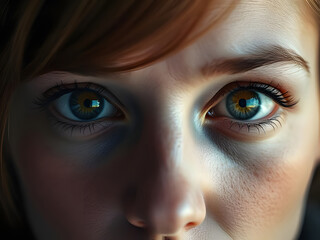 Naklejka premium Close-up Portrait of a Woman's Eyes, Detailed, Intimate, Expression, Emotions, Eye Contact