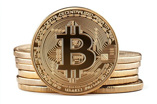 Golden bitcoin coins stacked up, indicating crypto and digital money