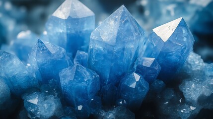 Obraz premium Close-up of blue crystal formations with intricate textures
