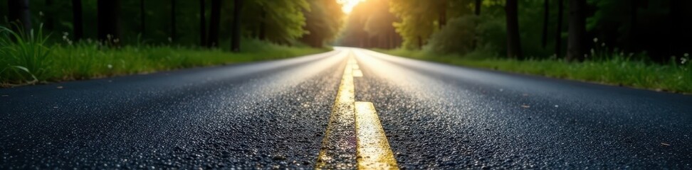 Fototapeta premium Black asphalt road, perfect curves and sharp lines, smooth, perspective