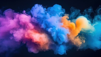 Fototapeta premium Colorful smoke swirls blending together in vibrant hues against a dark background.