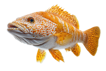 Fish swimming gracefully in clear water showcasing vibrant orange and white patterns against a plain background