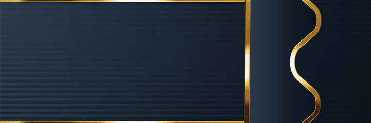 Obraz premium Dark navy gold frame striped background design template