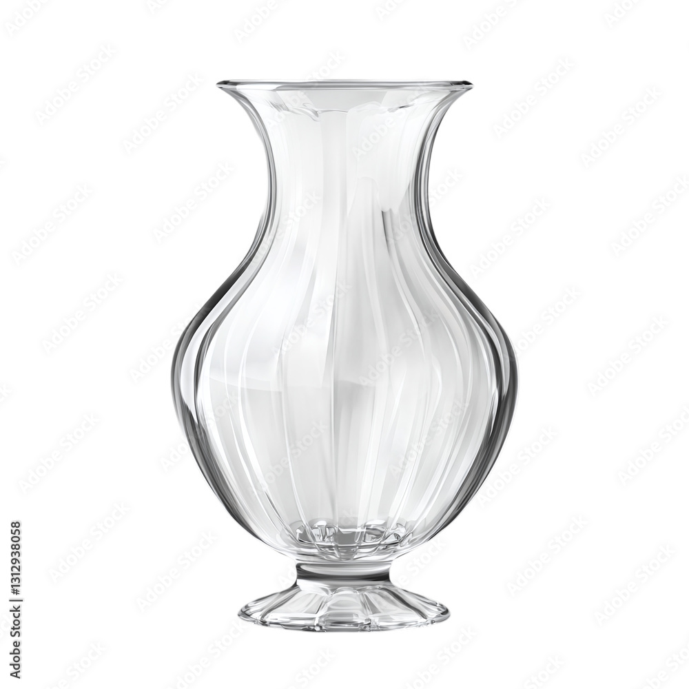 Poster crystal vase with clean lines isolated on transparent background