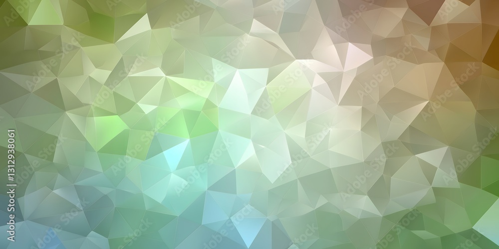 Poster abstract green and beige low polygonal background texture design modern geometric triangular pattern