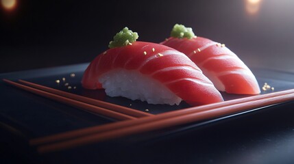 Exquisite Tuna Nigiri Sushi at Omakase Restaurant - Ultra Detailed Culinary Art