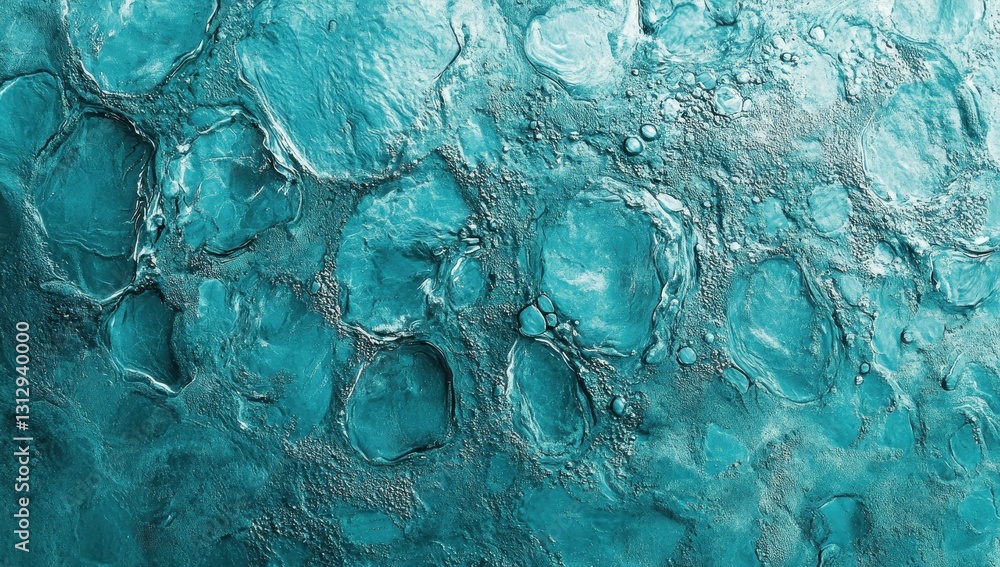 Poster abstract textural background with turquoise surface, intricate patterns, and organic shapes resembli