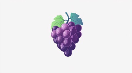 Fresh purple grapes, simple illustration, healthy food, vibrant colors, for print or digital use