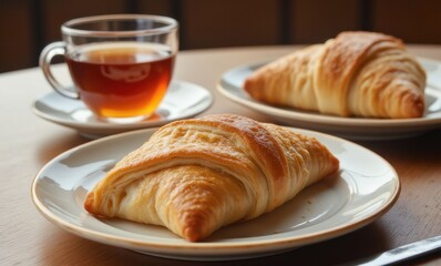Delicious pastries with tea