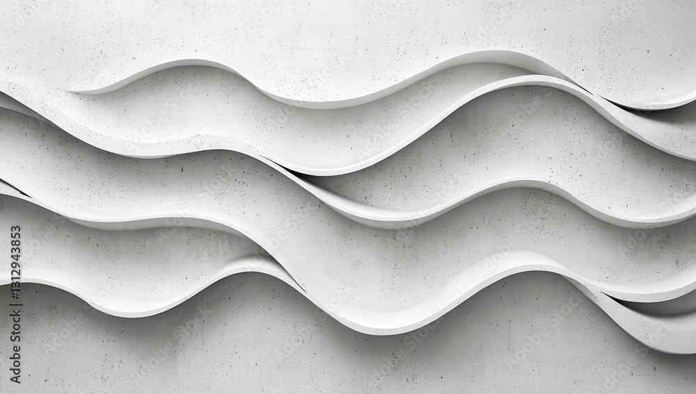 Aufkleber abstract white wall design with flowing wave patterns and smooth curves, perfect for modern architec