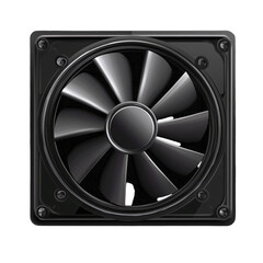 Data center cooling fan with robust blades isolated on transparent background