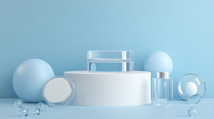 Blue Background for Presenting Products: Professional Image Object Arrangement