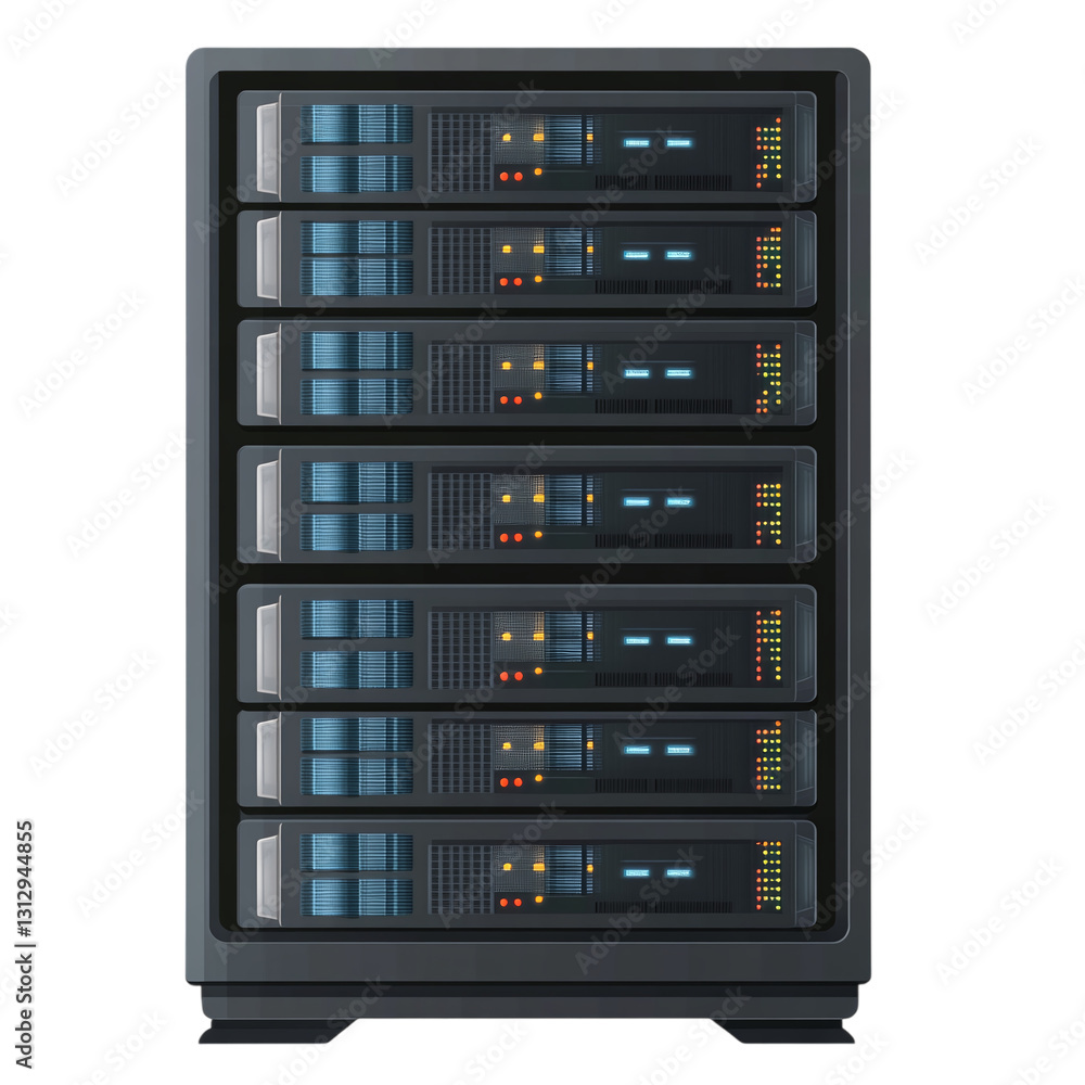 Poster data storage unit with raid configuration isolated on transparent background