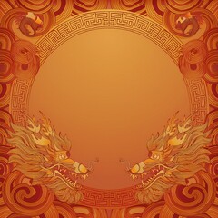 creative beautiful border frame of ancient chinese dragon pattern background with copy space
