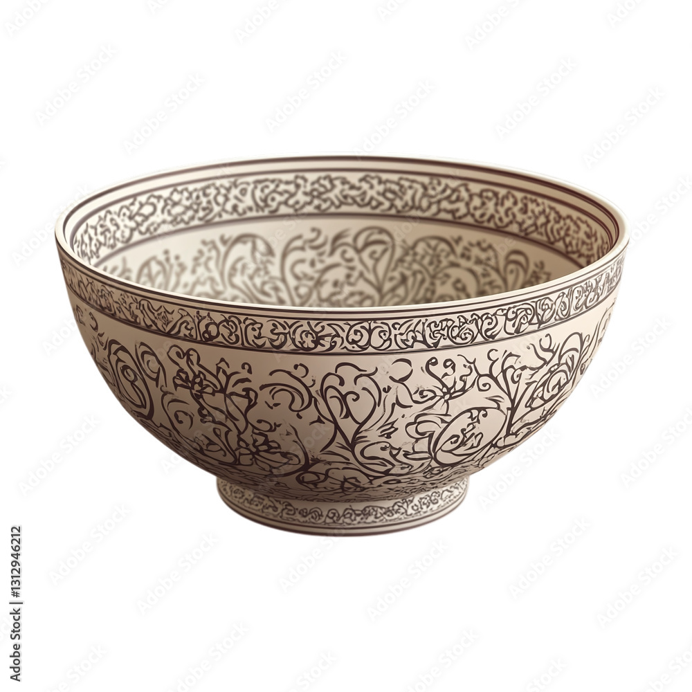 Poster Decorative bowl with intricate patterns isolated on transparent background