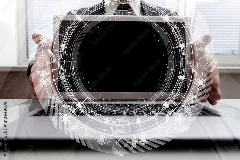 Poster human interact ai artificial intelligence processor concept
