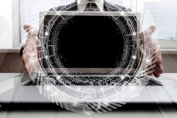 Human interact  AI artificial intelligence processor concept