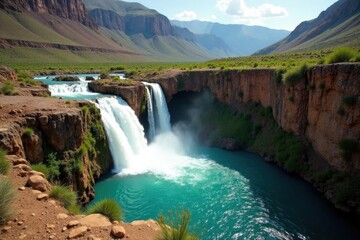 Spectacular Ouzoud Waterfalls plunge into emerald pools below, getaway, vacation, stunning