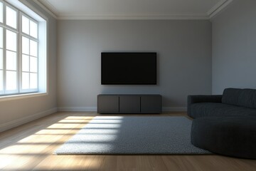 Modern living room interior with TV and sofa
