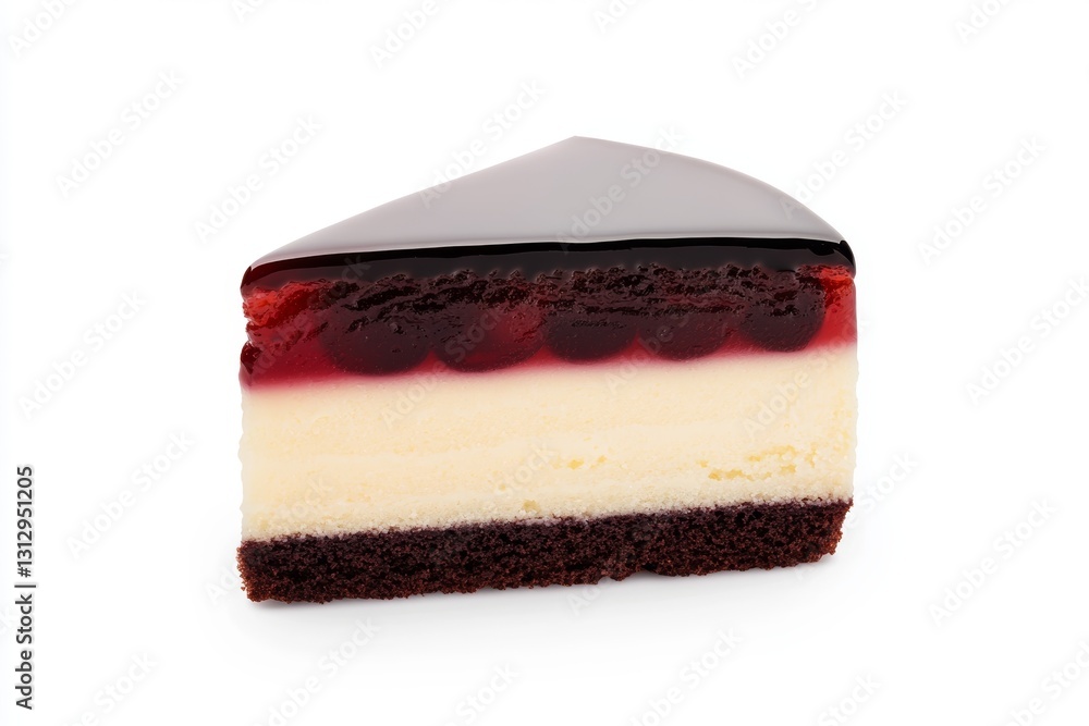 Poster slice of cake with a chocolate layer and a white layer