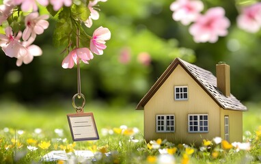 Dream House Key Tag Spring Flowers New Home Ownership