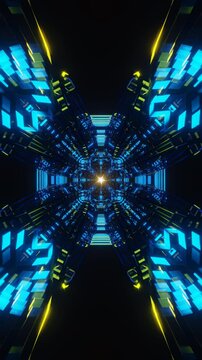 Vertical video of vibrant abstract geometric tunnel in a seamless motion loop