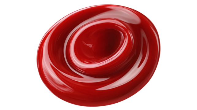 Realistic swirl of red ketchup with glossy texture, isolated on a transparent white background. 