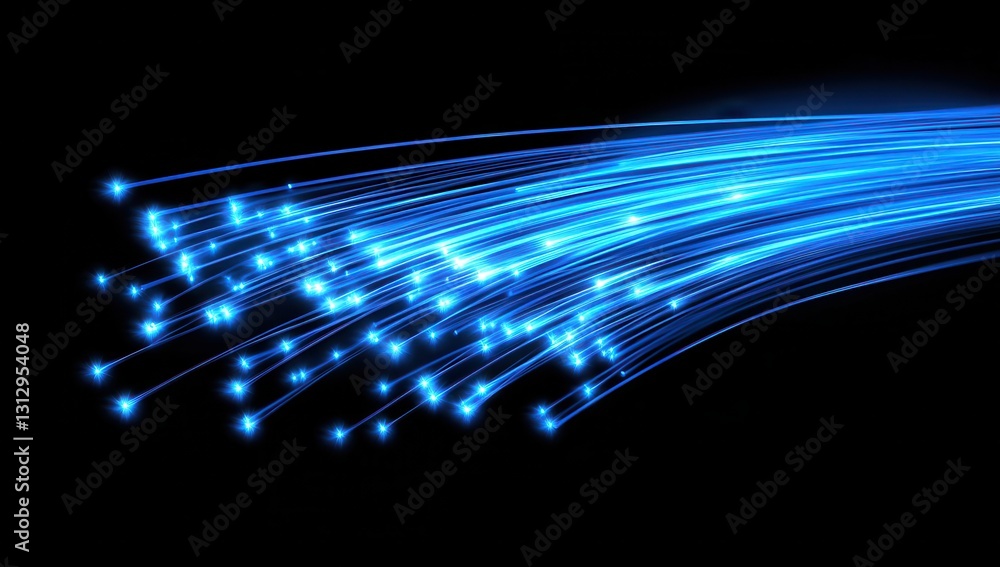 Poster bright and dynamic blue light trails abstract background for technology and communication concepts i