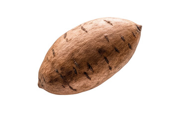 Large potato with a few black spots on it, isolated
