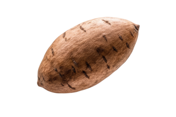 Large potato with a few black spots on it, isolated
