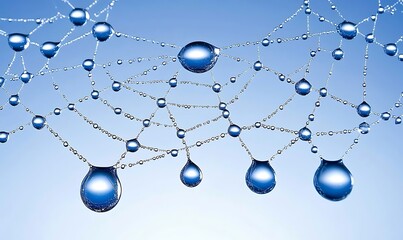 Obraz premium Interconnected Water Droplets Network Abstract Background