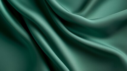 Obraz premium Luxurious green silk fabric with elegant flowing texture and smooth surface details