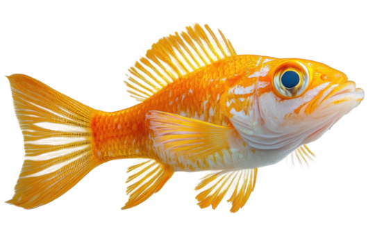 Colorful goldfish swimming gracefully in crystal clear water of an aquarium during bright daylight