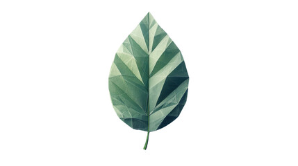 Fototapeta premium Green polygon leaf showing ecology and innovation on transparent background