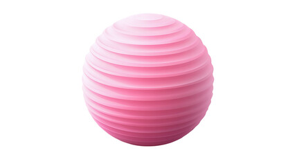 Light pink fitness ball with concentric textured rings, isolated on transparent white background. 