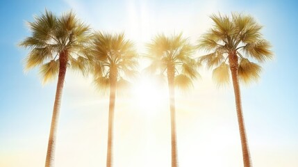 Obraz premium Four Palm Trees, Sunny Sky