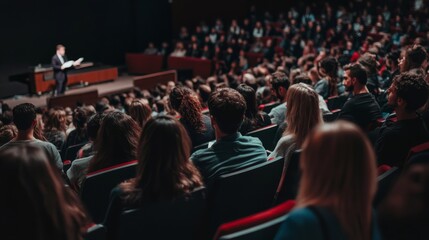 people are sitting in an auditorium