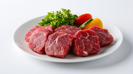 Fototapeta premium raw veal cutlets on white plate