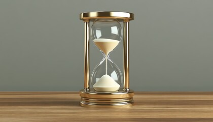 Golden Hourglass On Wooden Table