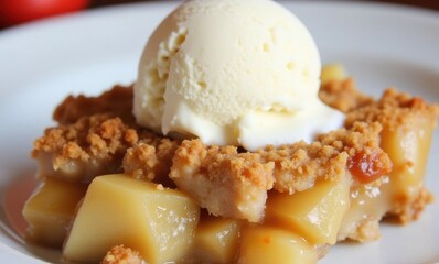 Delicious apple crumble dessert topped