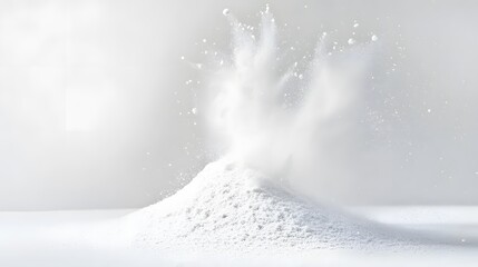 Fototapeta premium Explosive Powder Eruption: A mesmerizing display of a white powder explosion, showcasing the dynamic energy of particles erupting upward, captured in stunning detail.