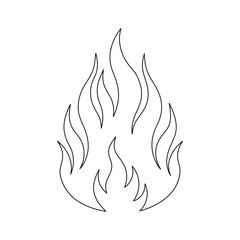 Continuous Single Line Bonfire Illustration - Minimalist Outline Drawing.set of fire flames