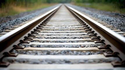 Stunning Railroad Tracks Perspective View, Journey Ahead