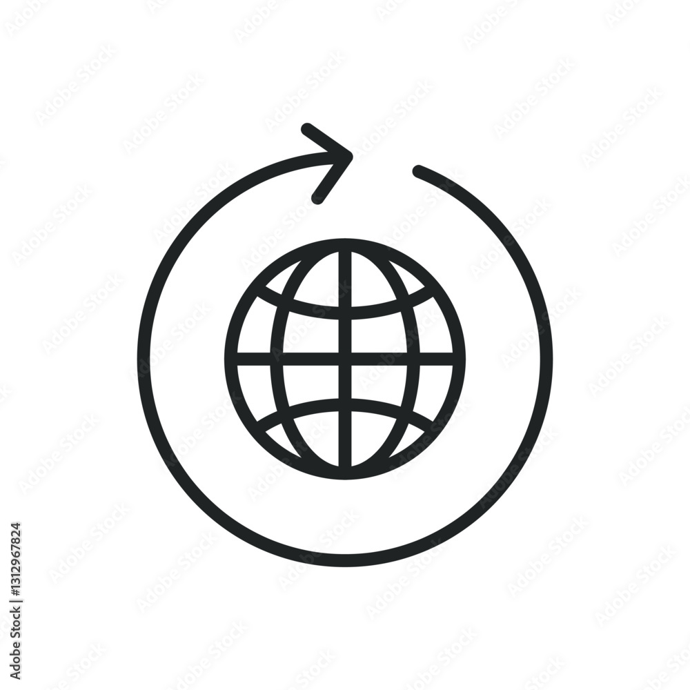 Wall mural arround world thin line icons. editable stroke and perfect pixel on transparent background