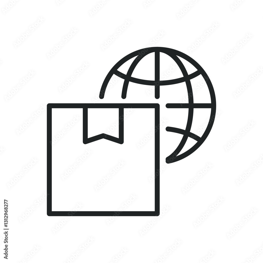 Poster global cargo thin line icons. editable stroke and perfect pixel on transparent background