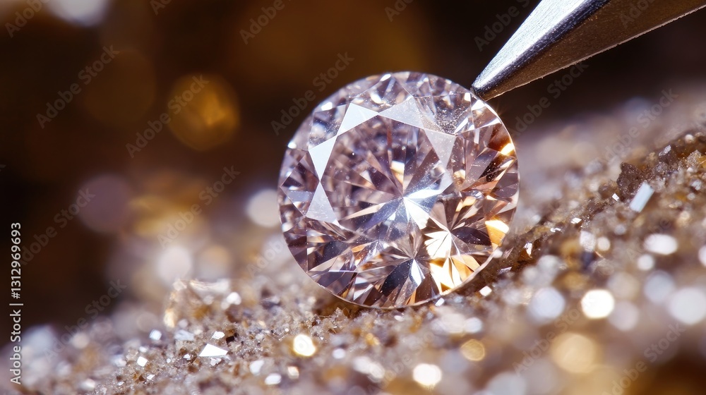 Poster close-up of a cutting tool gently shaping the edges of a gemstone, creating perfect symmetry.