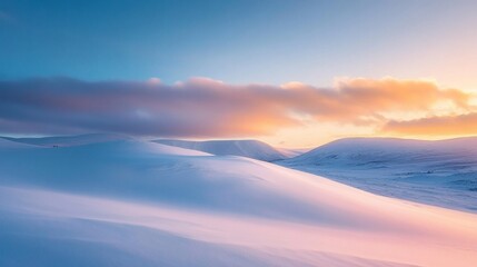 Serene Winter Landscape with Soft Colors and Gentle Hills