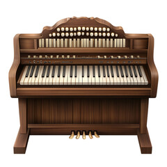 Electric organ with responsive keys isolated on transparent background