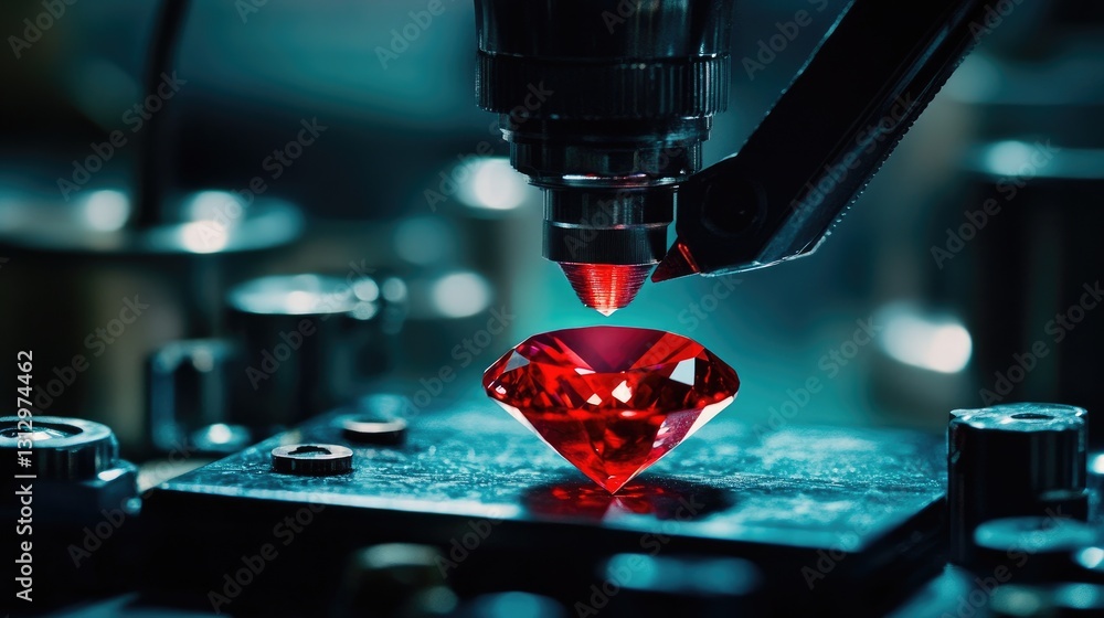 Poster digital refractometer testing the optical properties of a stunning ruby.